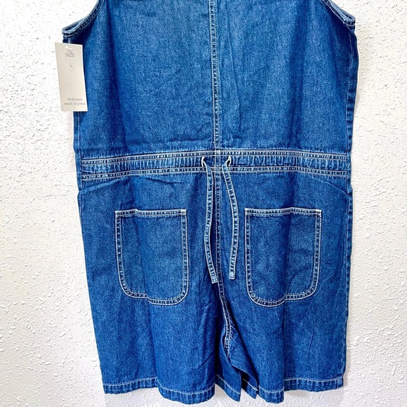Denim Sleeveless collared button down romper Large - Picture 6 of 7